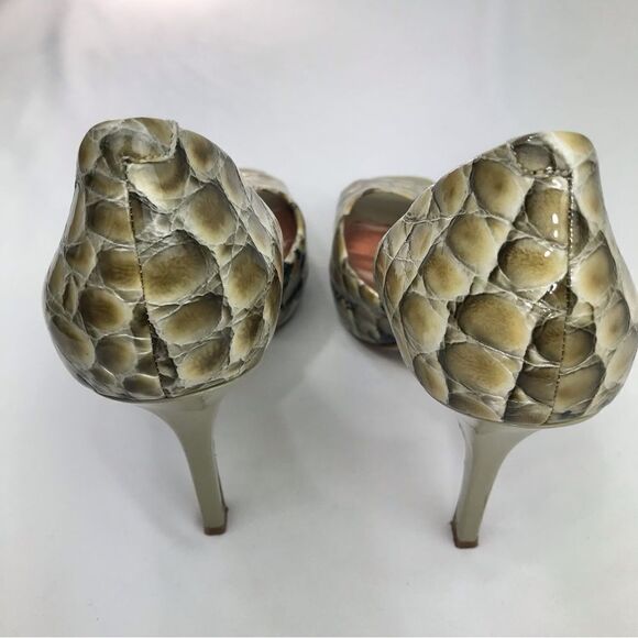 Jessica Simpson JOSETTE Green Reptile Print Leather Open Toe Pimp Heels - Picture 10 of 16